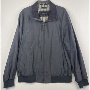 Claiborne Jacket Large Mens Blue Full Zip Microfiber Bomber Grandpa Cottage